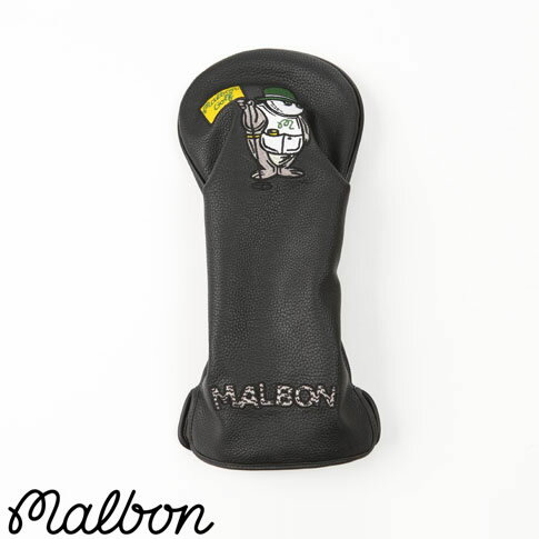 【あす楽】【送料無料！】Malbon Golf マルボン ゴルフ レザー ドライバー ヘッドカバー Caddy Bear Driver Headcover Bear Buckets Embroidery on Side ブラック m-7318-blk-os 1