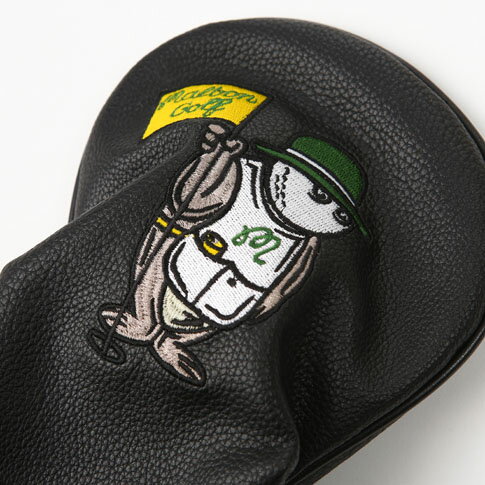 【あす楽】【送料無料！】Malbon Golf マルボン ゴルフ レザー ドライバー ヘッドカバー Caddy Bear Driver Headcover Bear Buckets Embroidery on Side ブラック m-7318-blk-os 3