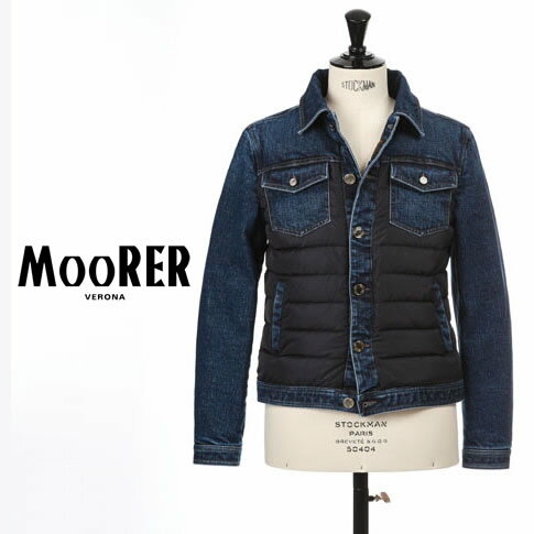 【全品送料無料】MOORER / ムーレー ダウンジャケット メンズ MOORER MONDOR　ダウン×デニム ハイブリッド型 ダウンジャケット BLU MOORER MONDOR-104S