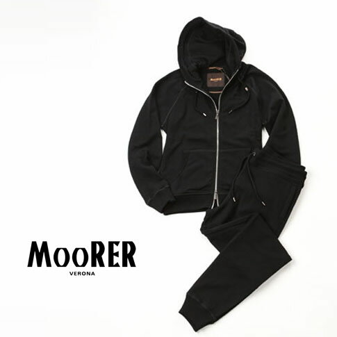 【全品送料無料】ムーレー MOORER NORCIA ラグジュアリーセットアップ TUTA-RAF コットン スウェット セットアップ ジップアップパーカー&リブパンツ norciatuta-raf-nero