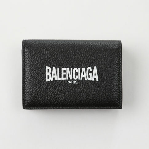 バレンシアガ 三つ折り財布 レディース BALENCIAGA バレンシアガ CASH MINI WALLET ミニウォレット Cash ミニウォレット 3つ折り財布(小銭入れ付き) TEEN SKATE LOGO PRINT カーフスキン ブラックxホワイト 594312 2UQT3 1090