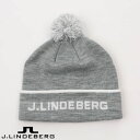 【あす楽】【送料無料！】J.LINDEBERG GOLF（ジェイリンドバーグ ゴルフ）Stripe Beanie メンズ ニット帽 J.LINDEBERGロゴ ジャガード ニットキャップ Lグレー系(012) 073-59940-012 1