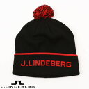 【あす楽】【送料無料！】J.LINDEBERG GOLF（ジェイリンドバーグ ゴルフ）Stripe Beanie メンズ ニット帽 J.LINDEBERGロゴ ジャガード ニットキャップ ブラック系(019) 073-59940-019