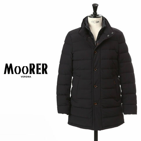 MOORER / ムーレー メンズ スタンドカラー ダウンコート CALEGARI KN ストレッチナイロン ダウンコート D-BLU ダークネイビー mo-calegari-kn-db