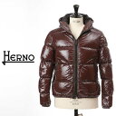 HERNO / ヘルノ メンズ ダウンジャケット GLOSS ボンバージャケット Hモノグラムワンポイント Marrone/ブラウン PI001079U 12220 8993