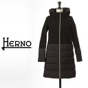 【全品送料無料】HERNO / ヘルノ レディース ダウンジャケット NUAGE ヌアージュ ウールxダウン 切り替え フード付き ダウンコート ブラック PI00176D 39601 9300