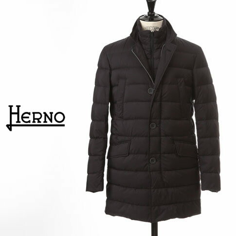 【全品送料無料】HERNO / ヘルノ メンズ ダウンコート レイヤード チェスターコート N-3B ダウンジャケット ブラック HERNO LEGEND pi007ule-9300