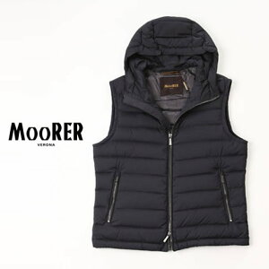 MOORER ムーレー メンズ フーデッド ライト ダウンベスト BLAKE S3 ストレッチナイロン ダークグレー 灰色 チャコール 大人カジュアル 軽量 秋冬ベスト blake-s3-darkgrey