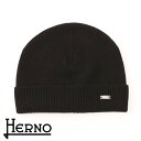 【CLEARANCE SALE】HERNO / ヘルノ インフィニティ ベーシック ニットキャップ ウール ビーニー ニット帽 ユニセックス ロゴプレート ブラ...