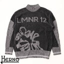 HERNO Laminar/ ヘルノ メンズ ラミナー ウールニット インターシャ編み ハイネック セーター LMNR 12 ブラック ml00003ul 93...