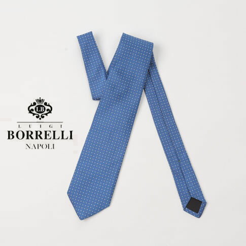 Luigi Borrelli ルイジ ボレッリ ネクタイ ジャガード ブルー ドット （水玉）シルク100％ xw-nr95-cr59-07-69-6