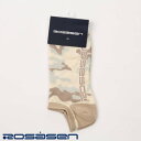 【3,000円以上ご注文で送料無料!】ROSASEN(ロサーセン)メンズ ゴルフソックス デザートカモフラ柄xROSASENロゴ入り アンクル丈ソックス アイボリー 046-41232-006