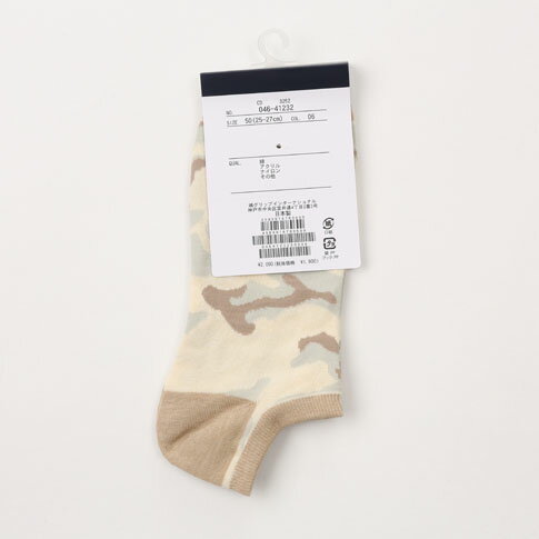 【3,000円以上ご注文で送料無料！】ROSASEN（ロサーセン）メンズ ゴルフソックス デザートカモフラ柄xROSASENロゴ入り アンクル丈ソックス アイボリー 046-41232-006