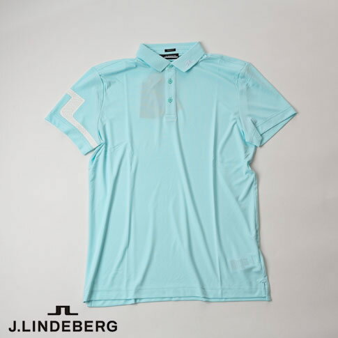 【あす楽】【送料無料！】J.LINDEBERG GOLF（ジェイリンドバーグ ゴルフ）右袖JLブリッジ プリント ポロシャツ HEATH REGULAR FIT GOLF POLO 4WAYストレッチ ティファニーブルー 071-21344-091