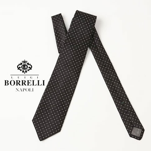 Luigi Borrelli ルイジ ボレッリ ネクタイ ジャガード ブラック ドット （水玉）シルク100％ xs-nr95-1070-12