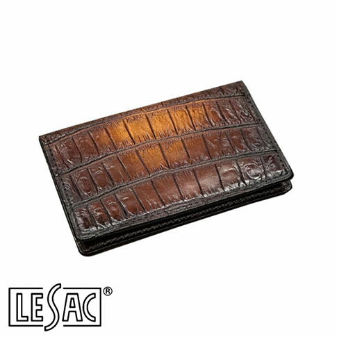 送料無料 メイドインジャパン LESAC レザック クロコダイル カード入れ 名刺入れ メンズ レディース 本革 手染め…