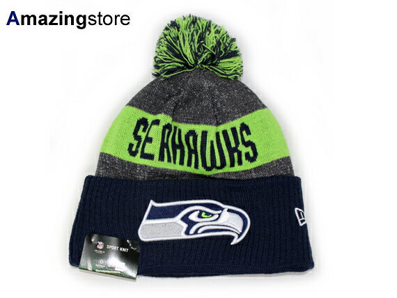 【全25種類以上】NEW ERA SEATTLE SEAHAWKS 【2016 NFL STADIUM SPORT KNIT BEANIE/NAVY-LIME-GREY】 ニューエラ シアトル シーホークス ニット帽 ビーニー 帽子 ヘッドギア ニューエラキャップ new eraキャップ 17_1_3 17_1_20