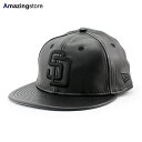 ニューエラ キャップ RC9FIFTY ストラップバック サンディエゴ パドレス MLB GENUINE LEATHER RETRO CROWN STRAPBACK CAP BLACKOUT NEW ERA SAN DIEGO PADRES 帽子 メンズ レディース 男女兼用 レザー ブラック /BLK 25_5