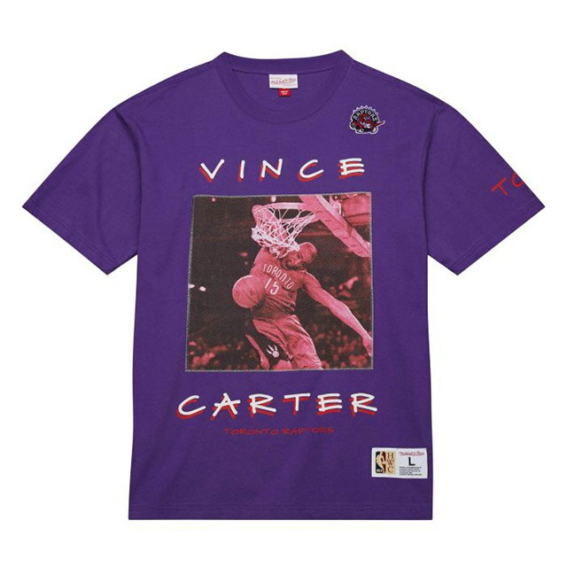 ミッチェル ネス Tシャツ ヴィンス カーター モデル HEAVYWEIGHT PREMIUM PLAYER T-SHIRT PURPLE VINTAGE LOGO TORONTO RAPTORS VINCE CARTER トロント ラプターズ