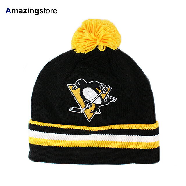 ミッチェル＆ネス ミッチェル＆ネス ニット ビーニー ピッツバーグ ペンギンズ 【NHL XL-LOGO POM BEANIE CAP/BLACK】 MITCHELL&NESS PITTSBURGH PENGUINS [22_2DEAD+STOCK ブラック デッドストック]