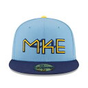 【シティコネクト】ニューエラ 59FIFTY ミルウォーキー ブルワーズ 【2022 MLB CITY CONNECT FITTED CAP/POWDER BLUE-NAVY】 NEW ERA MILWAUKEE BREWERS 帽子 キャップ オーセンティック ON-FIELD 22_6_5 パウダーブルー 414 MKE