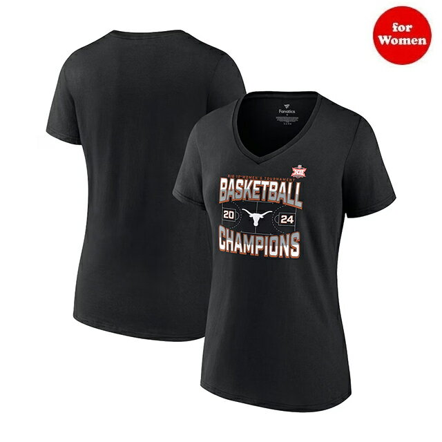 海外取寄 女性用 Tシャツ テキサス ロングホーンズ 2024 BIG 12WOMEN'S BASKETBALL CONFERENCE TOURNAMENT CHAMPIONS THREE POINTER V-NECK T-SHIRT BLACK FANATICS BRANDED TEXAS LONGHORNS NCAA