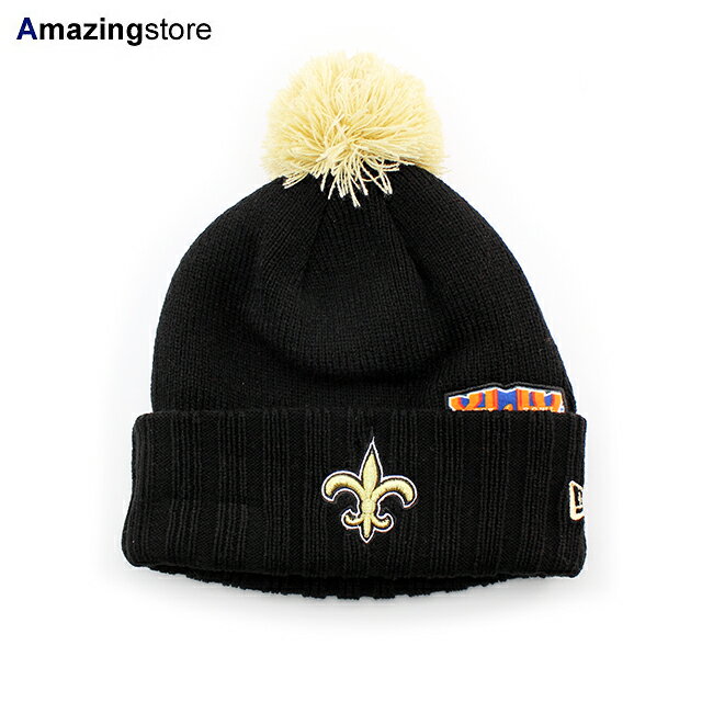 ニューエラ ニットキャップ ビーニー ニューオリンズ セインツ NFL SUPER BOWL PATCHES KNIT CAP BEANIE BLACK NEW ERA NEW ORLEANS SAINTS /26_2 NFLスーパーボウル