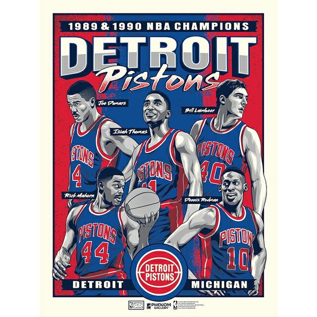 【代引不可】NBA デトロイト ピストンズ ポスター【1989＆1990 BACK TO BACK NBA FINALS CHAMPIONS SERIGRAPH LIMITE…