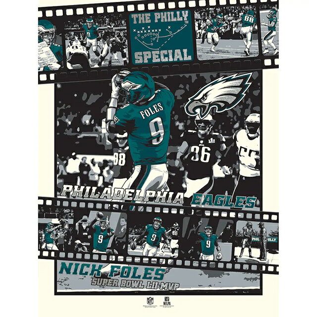 【代引不可】NFL フィラデルフィア イーグルス ポスター【NICK FOLES SUPERBOWL LII MVP SERIGRAPH LIM..