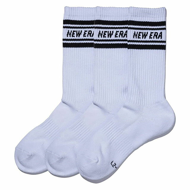 ニューエラ 靴下【SOCKS CREW LINE 3PAIRS/WHITE】 NEW ERA ソックス ホワイト [for3000 23_1_NEJP 白 ]