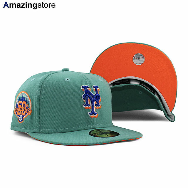 ニューエラ キャップ 59FIFTY ニューヨーク メッツ MLB 50TH ANNIVERSARY ORANGE BOTTOM FITTED CAP TEAL NEW ERA NEW YORK METS 帽子 メンズ レディース ティール オレンジ /TEAL COLOR_BOTTOM 23_9RE_0913