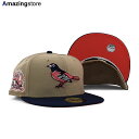 ニューエラ キャップ 59FIFTY ボルチモア オリオールズ MLB 50TH ANNIVERSARY LAVA RED BOTTOM FITTED CAP TAN NAVY NEW ERA BALTIMORE ORIOLES 帽子 メンズ レディース 男女兼用 タン ネイビー ラバレッド /TAN COLOR_BOTTOM 23_10RE_1031