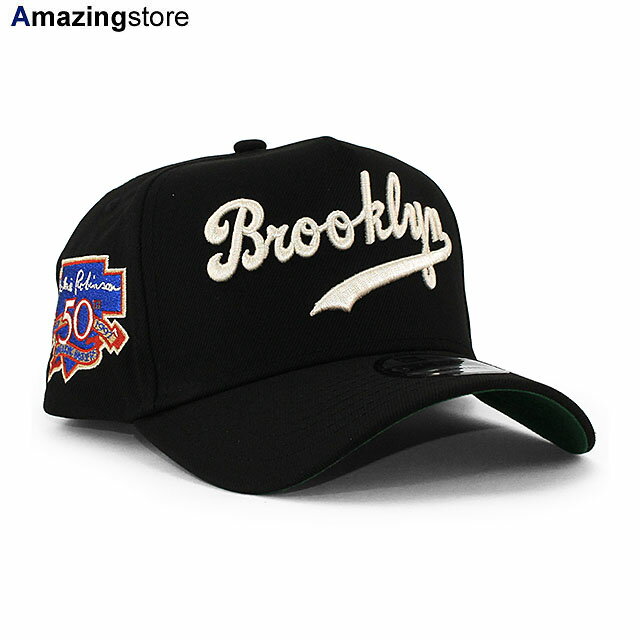 EU限定モデル ニューエラ キャップ 9FORTY ブルックリン ドジャース MLB JACKIE ROBINSON 50 ANNIVERSARY KELLY GREEN BOTTOM A-FRAME SNAPBACK CAP BLACK NEW ERA BROOKLYN DODGERS 帽子 メンズ レディース ブラック /BLK EU940AF 24_4RE_0412