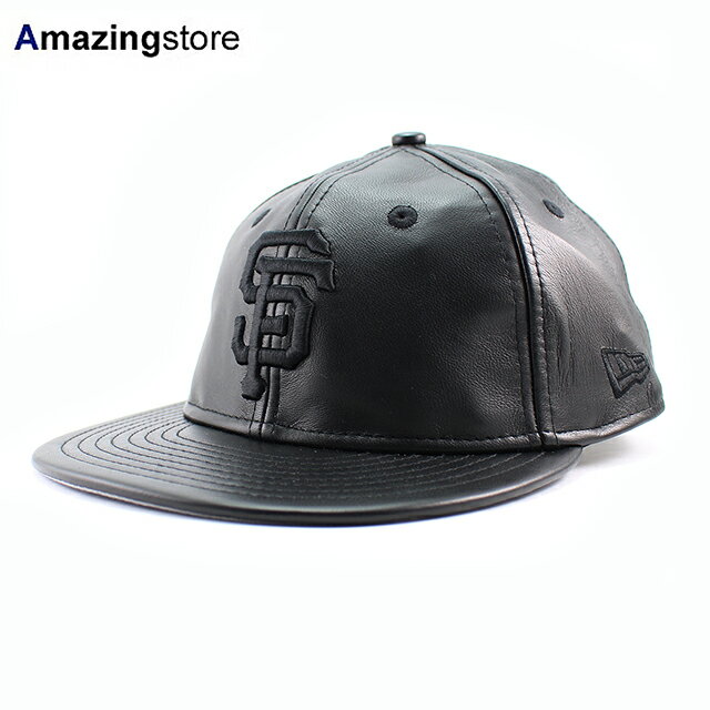 ニューエラ キャップ RC9FIFTY ストラップバック サンフランシスコ ジャイアンツ MLB GENUINE LEATHER RETRO CROWN STRAPBACK CAP BLACKOUT NEW ERA SAN FRANCISCO GIANTS 帽子 メンズ レディース 男女兼用 レザー ブラック /BLK 25_5
