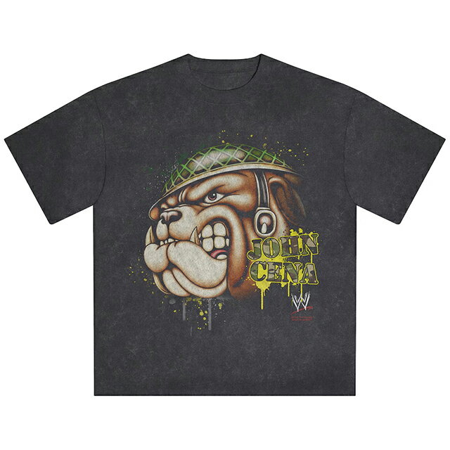 ジョン シナモデル 海外取寄 ID サプライ WWE Tシャツ SNOW WASH BULLDOG BOXY T-SHIRT BLACK ID SUPPLY JOHN CENA WRESTLEMANIA レッスルマニア ロー スマックダウン RAW SMACKDOWN プロレス ティーシャツ TEE メンズ レディース 男女兼用 ブラック /BLK 25_12