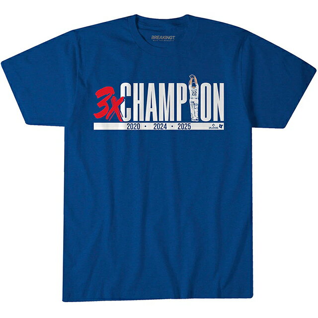 クレイトン モデル 海外取寄 ロサンゼルス ドジャース Tシャツ THREE TIME CHAMPION T-SHIRT ROYAL BLUE BREAKINGT LOS ANGELES DODGERS CLAYTON KERSHAW ロイヤルブルー