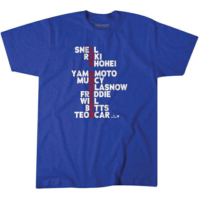 Rakuten - 海外取寄 ロサンゼルス ドジャース Tシャツ NAME 2025 T-SHIRT ROYAL BLUE BREAKINGT LOS ANGELES DODGERS
