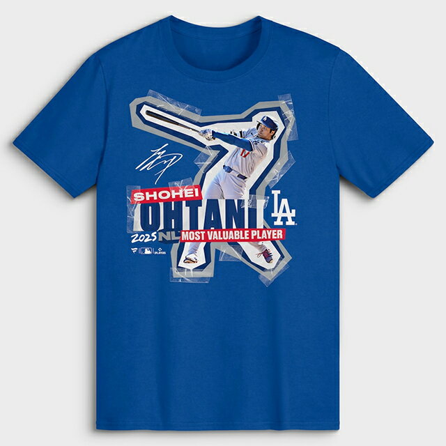Rakuten - 2025 ナショナルリーグ MVP 大谷翔平モデル 海外取寄 ロサンゼルス ドジャース Tシャツ 2025 AMERICAN LEAGUE MVP T-SHIRT ROYAL BLUE LOS ANGELES DODGERS