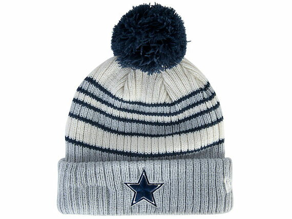 NEW ERA DALLAS COWBOYS 【TRADITIONAL STRIPED BEANIE/WHT-GREY】 ニューエラ ダラス カウボーイズ ニット帽 ビーニー [帽子 ヘッドギア キャップ CAP KNIT NFL 16_1_4DC 14_1_5]