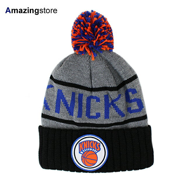 ミッチェル＆ネス ミッチェル＆ネス ニューヨーク ニックス ニット帽 ビーニー【NBA CUFFED KNIT POM BEANIE CAP/GREY-BLACK】 MITCHELL&NESS NEW YORK KNICKS [22_2DEAD+STOCK グレー ブラック デッドストック]