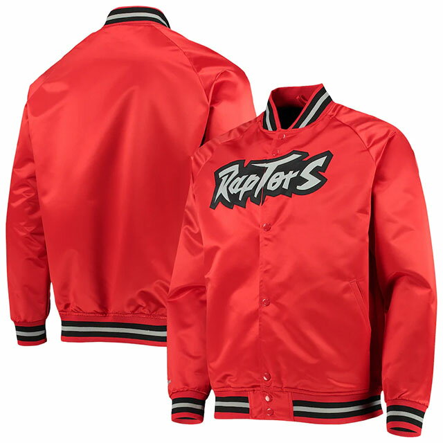 ミッチェル&ネス スタジャン メンズ 【代引不可】ミッチェル＆ネス トロント ラプターズ スタジャン【THROWBACK HARDWOOD CLASSICS SATIN FULL-SNAP RAGLAN JACKET/RED】MITCHELL&NESS TORONTO RAPTORS [22_1_1 STADIUM アウター OUTER HWC]