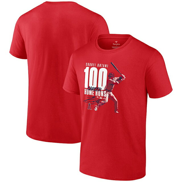 大谷翔平メジャー100本塁打記念モデル ロサンゼルス エンゼルス TシャツLOS ANGELES ANGELS 22_7_ レッド 赤