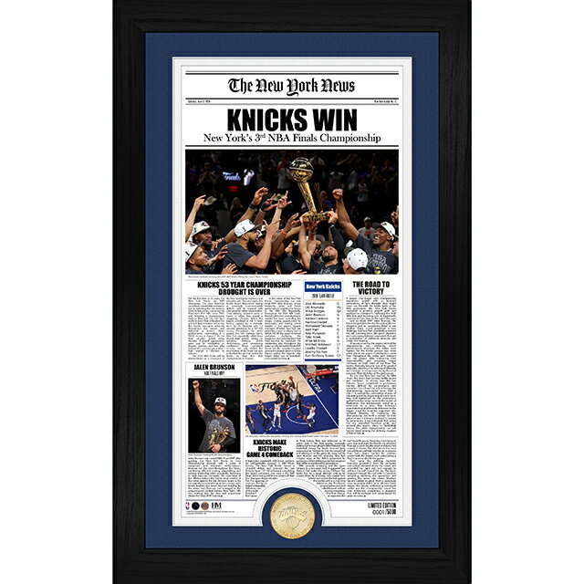 53年振りNBAファイナル優勝 ニューヨーク ニックス 海外取寄 額入りコラージュフレーム 2026 NBA CHAMPIONS FRONT PAGE NEWS BRONZE COIN PHOTO MINT NEW YORK KNICKS