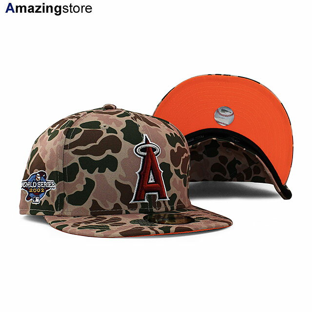 ニューエラ 59FIFTY ロサンゼルス エンゼルス 【MLB 2002 WORLD SERIES ORANGE BOTTOM FITTED CAP/DUCK CAMO】 NEW ERA LOS ANGELES ANGELS カモ オレンジ [/CAMO BIG_SIZE 22_10_5SP]