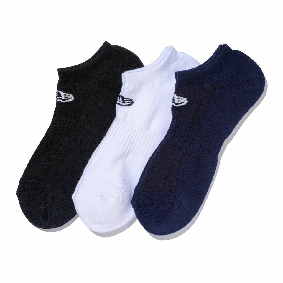 ニューエラ 靴下【SOCKS SHORT 3PAIRS/BLACK-NAVY-WHITE】 NEW ERA ソックス ブラック ネイビー ホワイト [for3000 22_11 紺 黒 白]