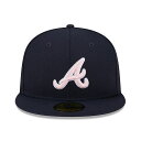 ̓f j[G Lbv CO 59FIFTY Ag^ u[uX 2024 MLB MOTHERS DAY ON-FIELD FITTED CAP NAVY NEW ERA ATLANTA BRAVES