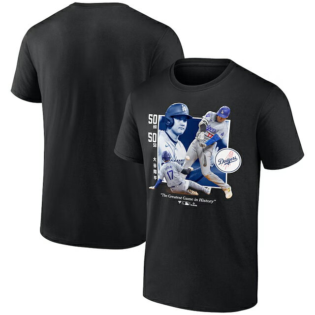 Rakuten - 大谷翔平 シーズン50本塁打50盗塁達成記念モデル 海外取寄 Tシャツ GREATEST GAME T-SHIRT BLACK ロサンゼルス ドジャース FANATICS BRAND LOS ANGELES DODGERS