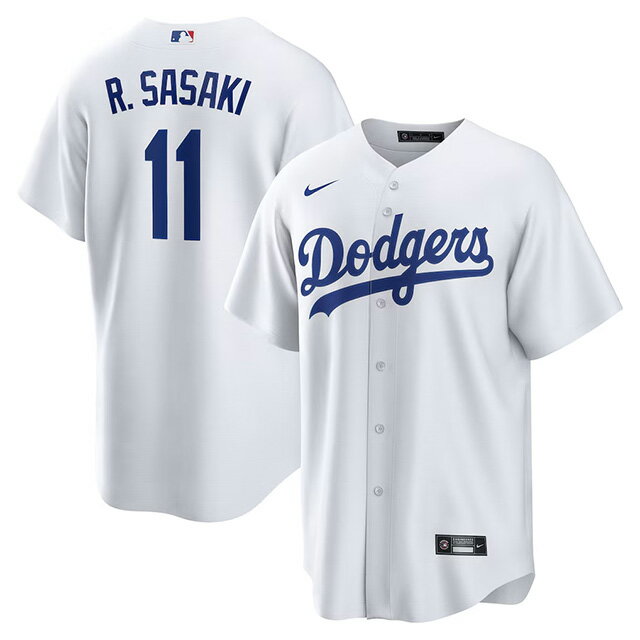 佐々木朗希モデル 海外取寄 NIKE レプリカユニフォーム HOME REPLICA PLAYER JERSEY ホワイト ホーム ナイキ ロサンゼルス ドジャース LOS ANGELES DODGERS ROKI SASAKIのサムネイル