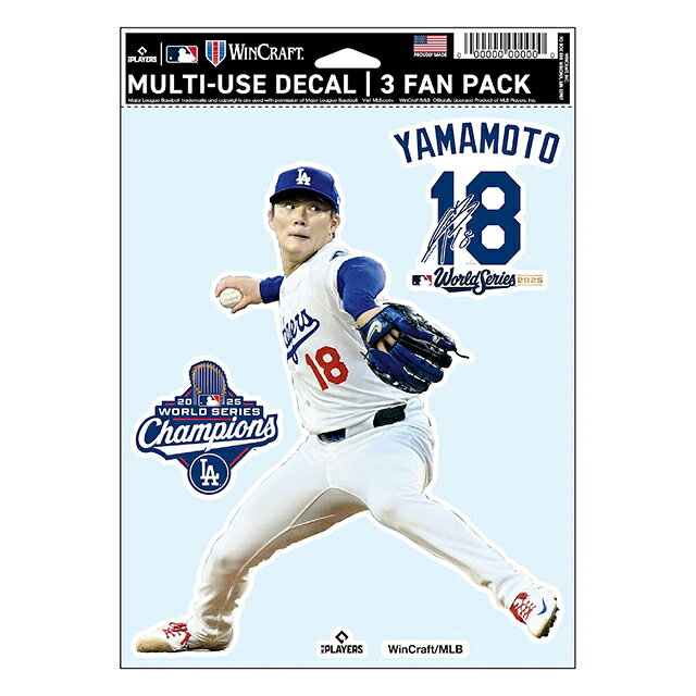 山本由伸モデル 2025 ワールドシリーズチャンピオン ロサンゼルス ドジャース ファンデカール ファンデカール WINCRAFT LOS ANGELES DODGERS YOSHINOMU YAMAMOTO