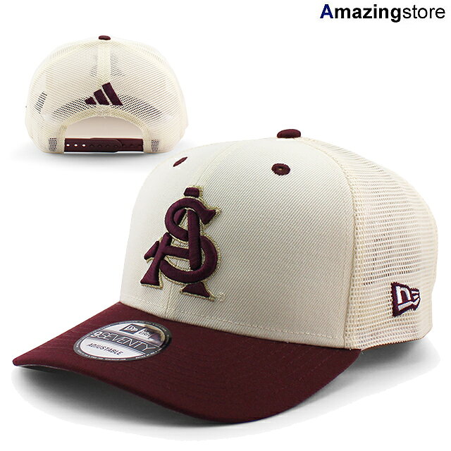アディダスコラボ ニューエラ キャップ 9SEVENTY アリゾナステイト サンデビルズ NCAA STRETCH SNAPBACK CAP CHROME WHITE MAROON NEW ERA ARIZONA STATE SUN DEVILS ASU ADIDAS 帽子 メンズ レディース 男女兼用 メッシュキャップ MESH スナップバック 大学 カレッジ